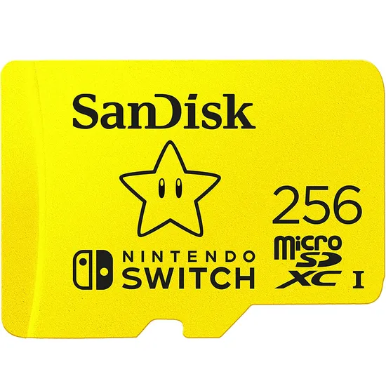 Cartão de memória Micro SD Sandisk Nintendo Switch 100-90 MB/s 256 GB (SDSQXAO-256-GNCZN)