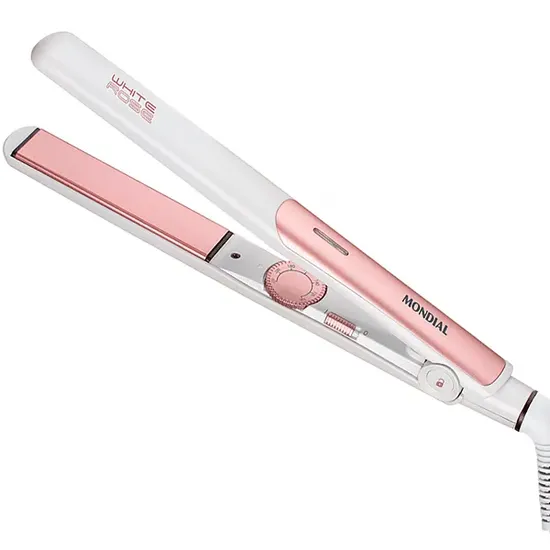 Chapinha para Cabelo Mondial White Rose Line P-50 220 °C Bivolt - Branca/Rose Gold