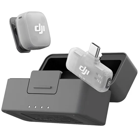 Microfone Sem Fio Dji Mic Mini 2 (1 TX + 1 RX Móvel + Estojo de Carregamento) - USB-C - Bluetooth - Preto