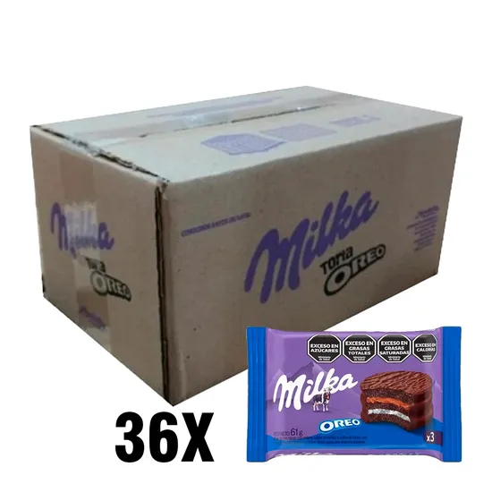 Caixa com 36 unidades de 55g de Alfajor Oreo de Baunilha com Cobertura de Chocolate ao Leite