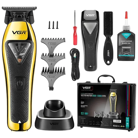 Máquina de Cortar Cabelo VGR V-994 Recarregável - Preto/Dourado