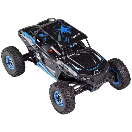 Automodelo Carro Elétrico Wltoys 12427-B - Escala 1/12 - 50KM/H - Recarregável - com Controle - Preto e Azul