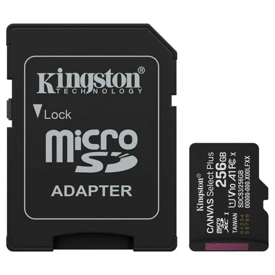 Cartão Microsd 256GB Kingston 150MB/s V10 A1 SDCS3/256GB Canvas Sel Plus