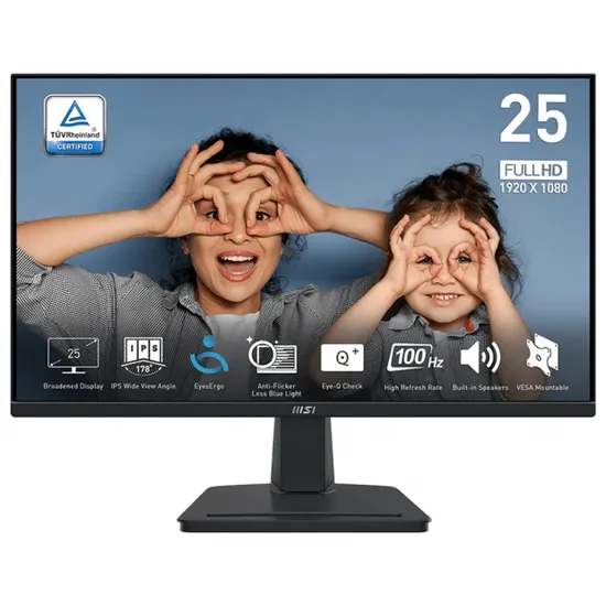 Monitor 25 MSI Pro MP251 E14L 100HZ/1MS/Preto