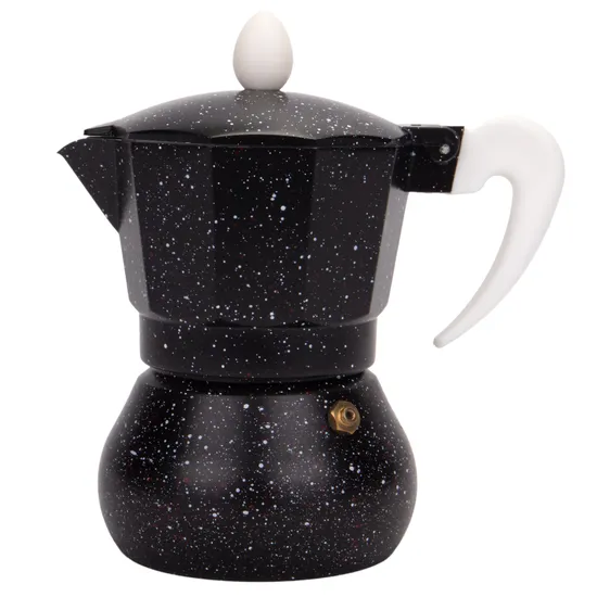 Cafeteira Italiana de Alumínio 3 Xícaras 150ML Preto Salpicado