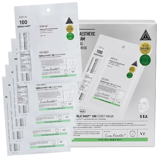 Máscara Facial VT Cosmetics Reedle Shot 100 2 Passos - 5 Unidades
