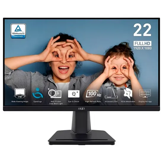 Monitor 22" MSI Pro MP225V FHD 1MS 100HZ HDMI/VGA Preto