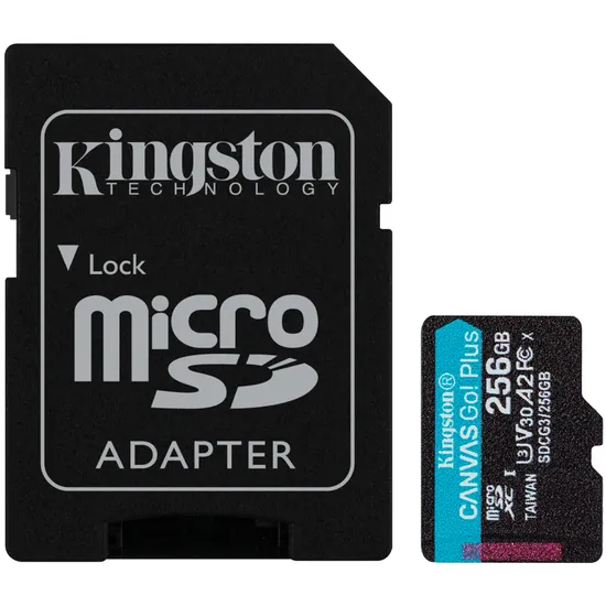Cartão de Memória Micro SDCG4/SDXC Kingston Canvas Go Plus SDXC 256GB 200MB/s Classe 10 - SDCG4/SDXC