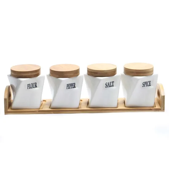 Potes de Cerâmica – Conjunto com 4 Unidades 7X10 CM + Suporte
