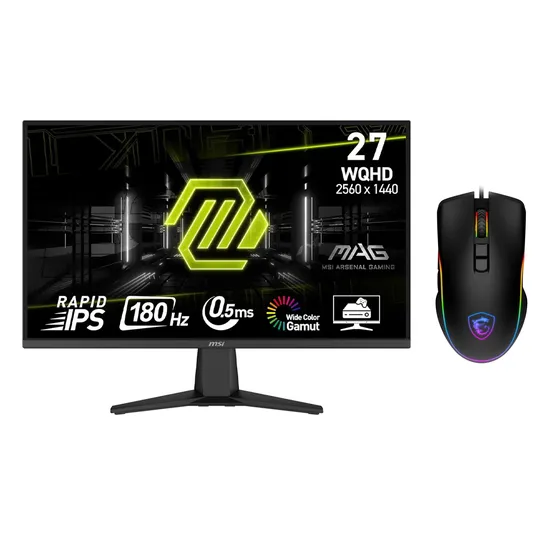 Monitor Gamer MSI Mag 275QF 27 Polegadas Quad HD 180Hz IPS + Mouse Preto