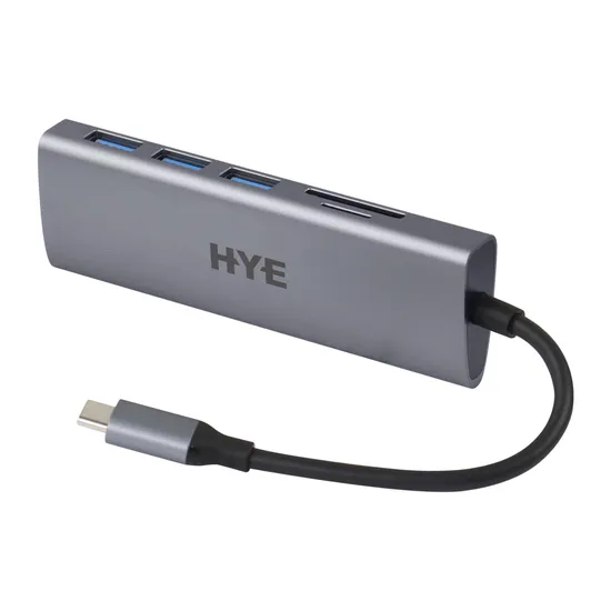 Hub Hye HYEHU52 - 5 Portas - USB-C - Cinza