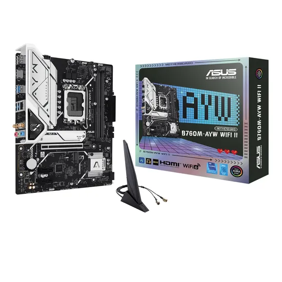 Placa Mãe Asus B760M-Ayw Wifi II Soquete LGA 1700 Chipset Intel B760 DDR5 Micro ATX