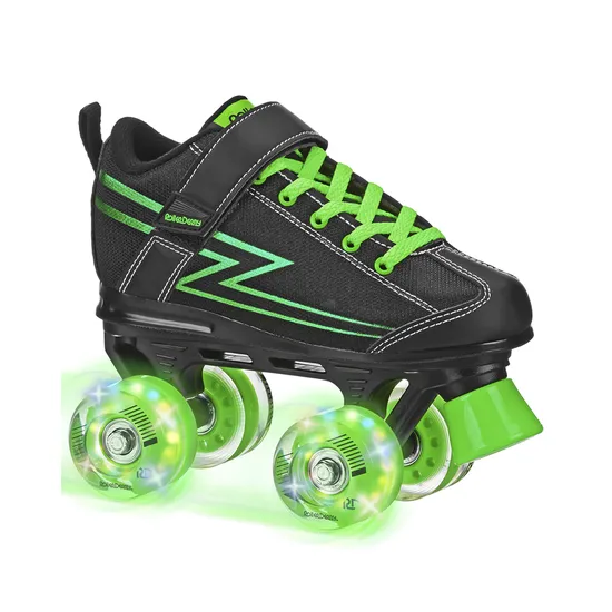 Patins Roller Derby Sparkles com Rodas Iluminadas 1381 Preto/Verde