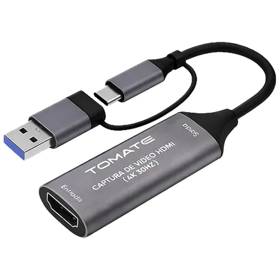 Adaptador de Captura de Video Tomate MTV-751 - USB/USB-C - 4K/30Hz - Cinza