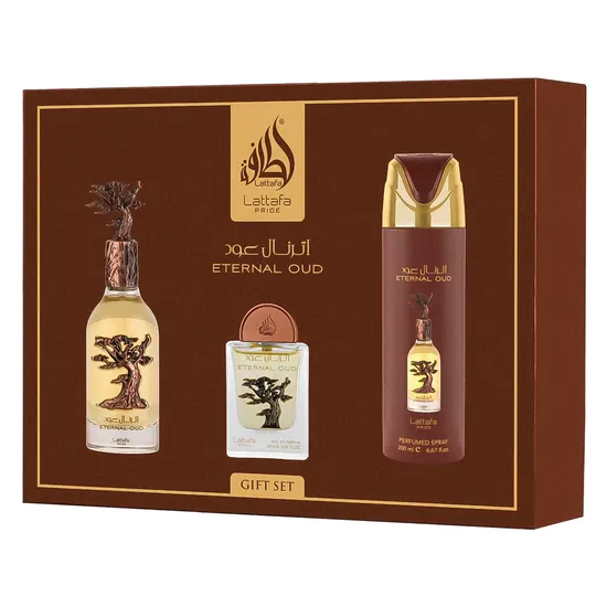 Kit Presente Lattafa Pride Eternal Oud Eau de Parfum Unissex - 3 Unidades