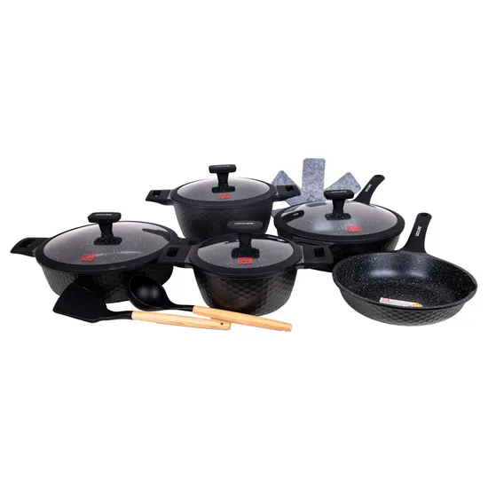 Conjunto de Panelas de Indução Antiaderentes Ucc Life de 12 Peças, Preto