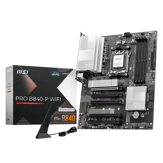 Placa Mãe MSI Pro B840-P Wi-Fi 4X DDR5 Soquete AM5 Chipset AMD B840 ATX