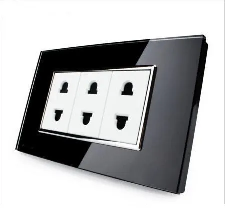 Tomada de Energia Livolo 3 Plugs US Preto VL-C3C3A-82