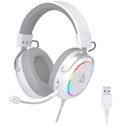 Headset Gamer Ajazz AHW10 RGB com Fio - Branco / Cinza (985447)