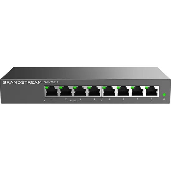 Switch Grandstream GWN7701P 8 Portas Gigabit Não Gerenciável - Preto