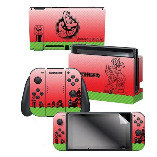 Adesivo para Nintendo Switch Super Mario Piranha Pele 023368 com 3 Adesivos