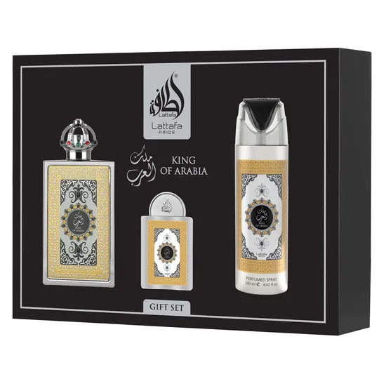Kit Lattafa King Of Arabia Presente Perfume Eau de Parfum Unissex - 3 Unidades