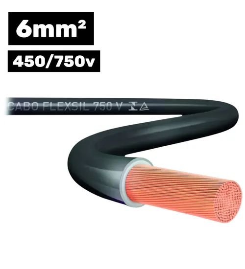 Cabo Flexível 450/750V 1*6MM 100M Preto