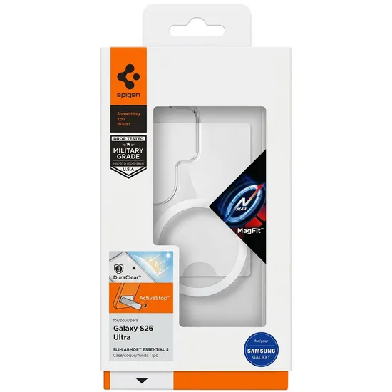 Capa Spiegel Galaxy S26 Ultra Slim Armor Essential com MagFit ACS10693 - Branco Translúcido