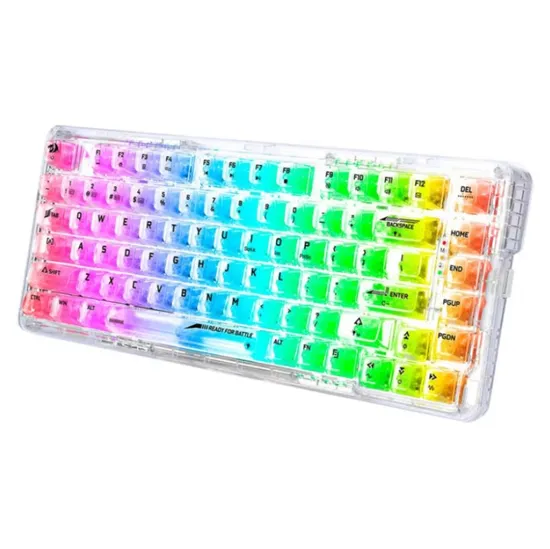 Teclado Gamer Redragon Elf Pro K649CT RGB Switch Translúcido Custom Layout 78% - Branco