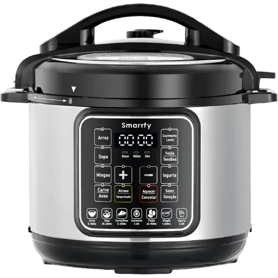 Panela Elétrica de Pressão Smartfy PP01B - 1000W - 6L - 220V / 50-60HZ - Preto e Cinza