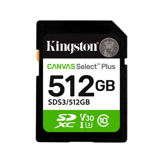 Cartão de Memória Kingston SDS3/512GB Canvas Select Plus - 512GB - SD - 150MB/s