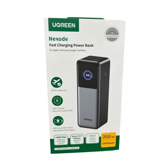 Carregador Portátil Ugreen Nexode PB722 25000mAh 200W 2xUSB-C + 1xUSB-A Cinza