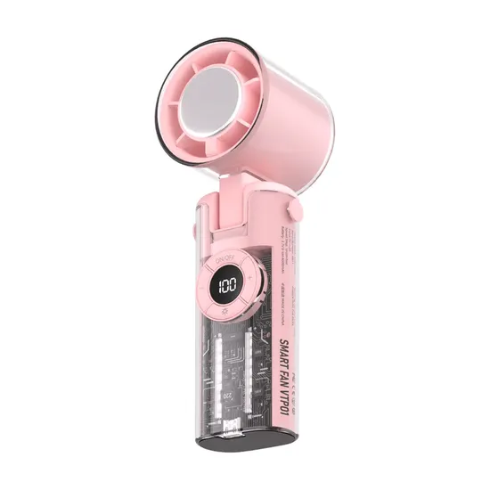 Mini Ventilador Portátil Smartfy VTP01P Retrátil Modo Resfriamento Recarregável Rosa