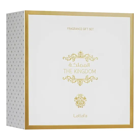 Kit Perfume Lattafa The Kingdom - Água de Perfume - Unissex - 3 Em 1 - 100ML + 12ML + 100ML