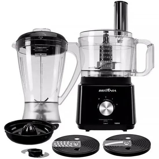 Multiprocessador Britânia All In One BMP900P Processador + Liquidificador + Espremedor 220V ~ 50/60 Hz - Preto