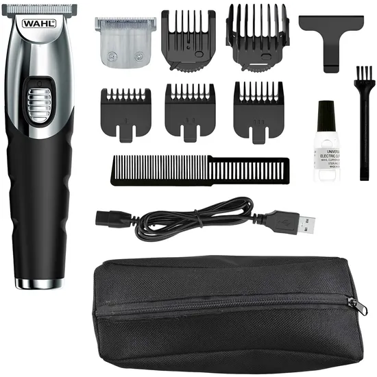 Kit Aparador de Barba Wahl 3025819 2 em 1 - Prata/Preto 13 Peças
