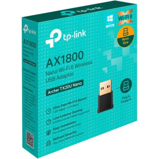 Adaptador USB TP-Link Archer TX20U Nano AX1800 Wi-Fi 6 Banda Dupla