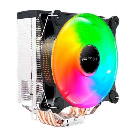 Cooler de Ar para CPU FTX FTXCC-421P, ARGB, 120MM, Intel 775/115X/1200/1366/1700, AMD AM2+/AM3+/AM4/AM5/FM1/FM2/754/939/940, Preto