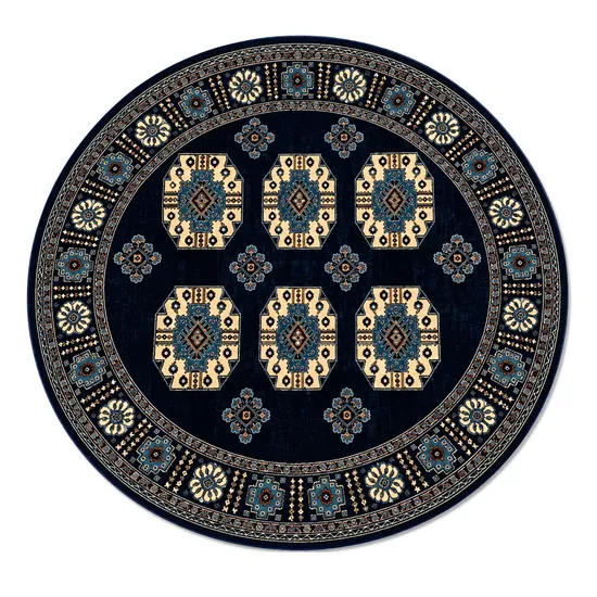 Tapete Azul Turquesa Redondo Turco Bokhara 150 X 150 CM
