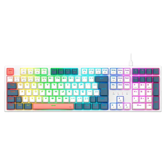 Teclado Gamer Redragon Trundle K668WGB RGB USB-C Branco