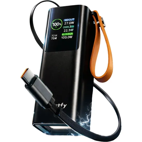 Carregador Portátil Smartfy PBK01B - 100W - 20000mAh - com Cabo USB-C - Preto
