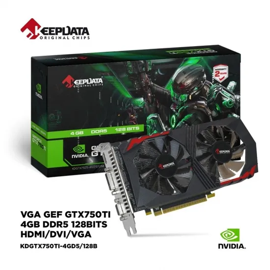 Placa de Vídeo Keepdata Geforce GTX750TI, 4GB GDDR5, 128 BITS, 1xDVI 1xHDMI 1xVGA, KDGTX750TI-4GD5