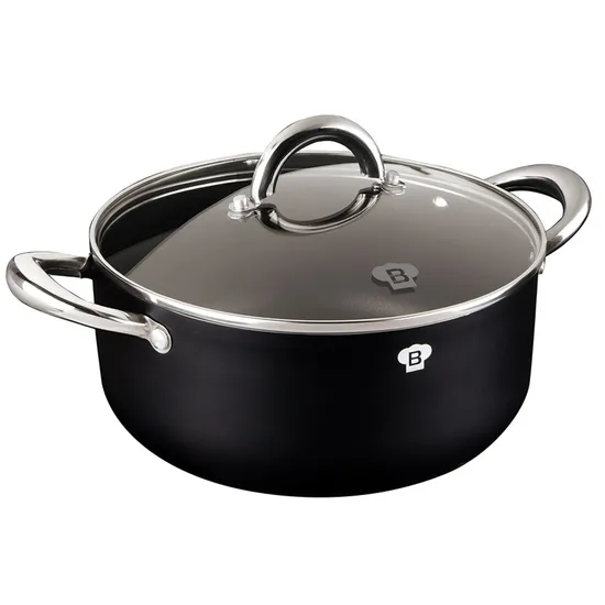 Panela Berlinger Haus Antiaderente Preta com Tampa 24CM
