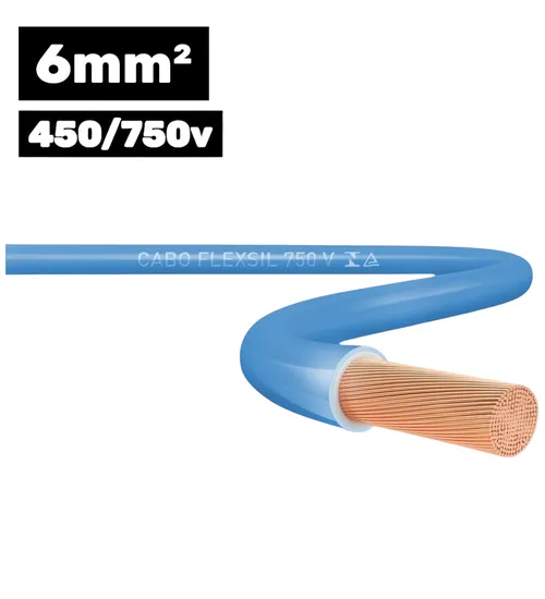 Cabo Flexível 450/750V 1*6mm 100m Azul