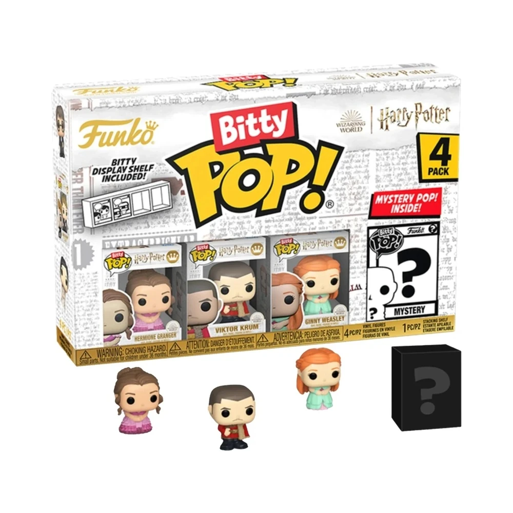 Bonecos Hermione Granger/Victor Krum/Gina Weasley - Harry Potter - Funko Bitty Pop! 4 Peças.