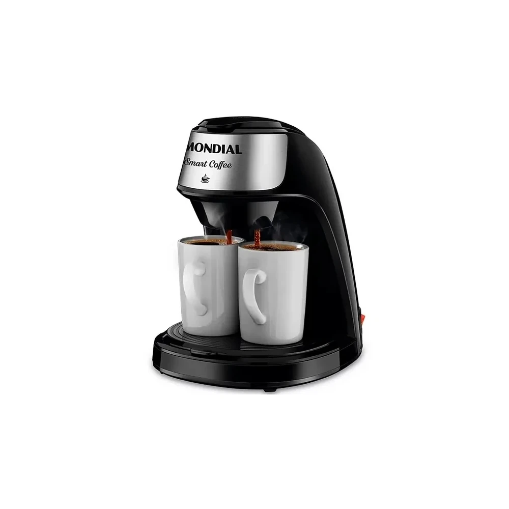 Cafeteira Mondial Smart Coffee C-42-2X-Bi 500 Watts 220V ~ 50/60 Hz com 2 Xícaras - Preta/Prata