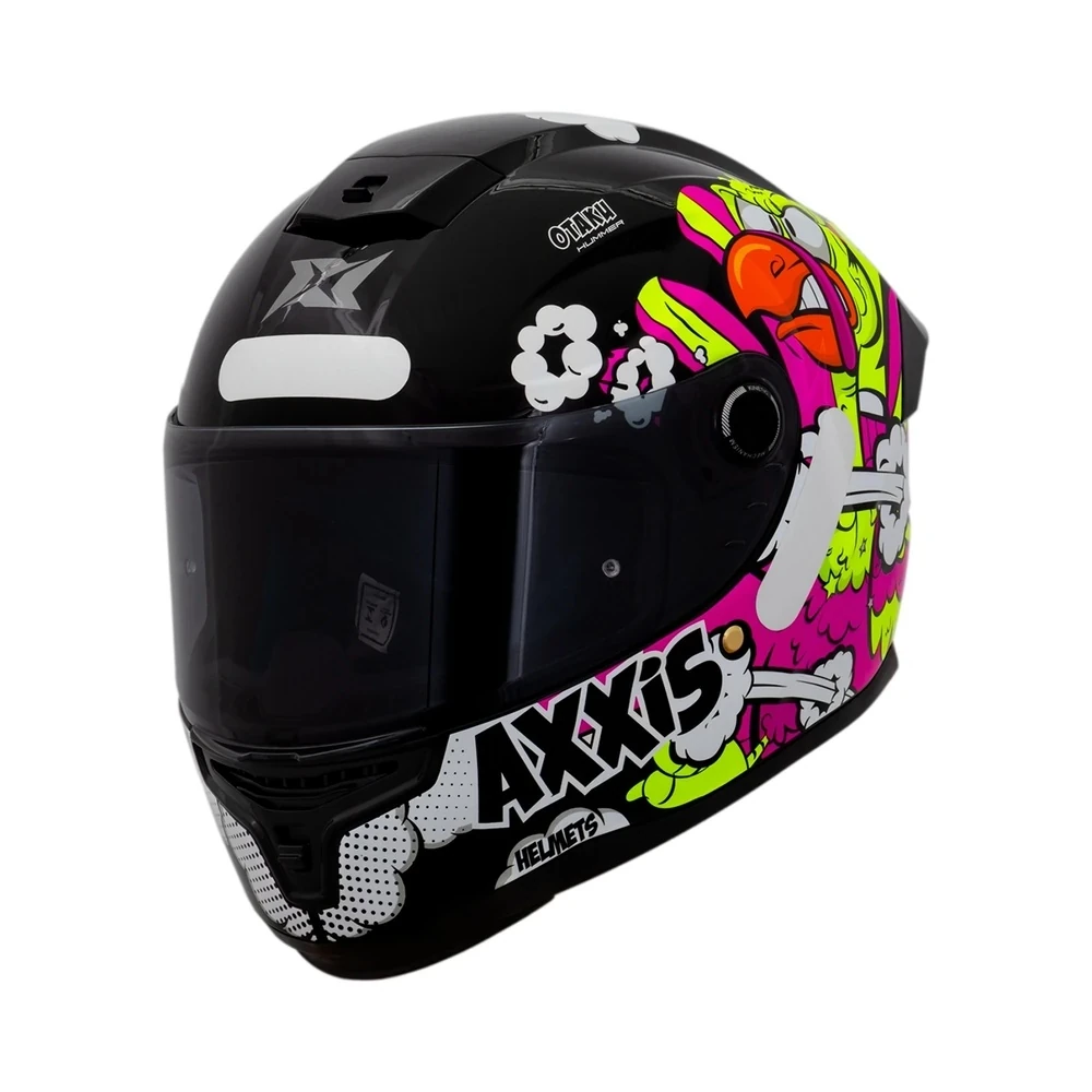 Capacete Axxis Hummer S Otaku C8 para Moto - Tamanho XL (61-62) - Preto Brilhante