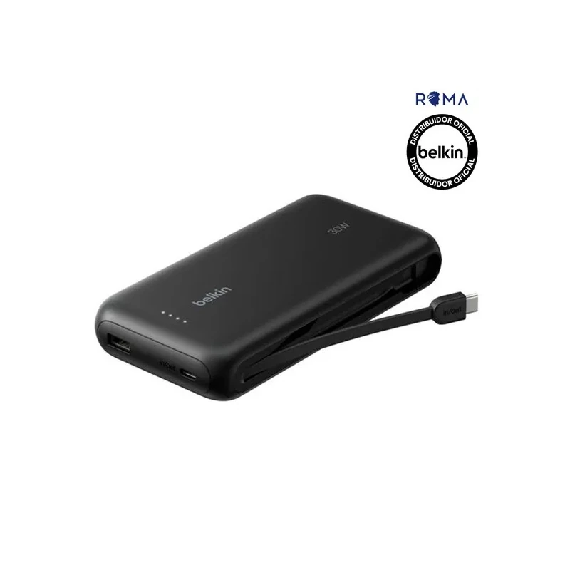 Carregador Portátil Belkin 20K 30W com Cabo Integrado Switch 2 Preto - ENA013FQBK