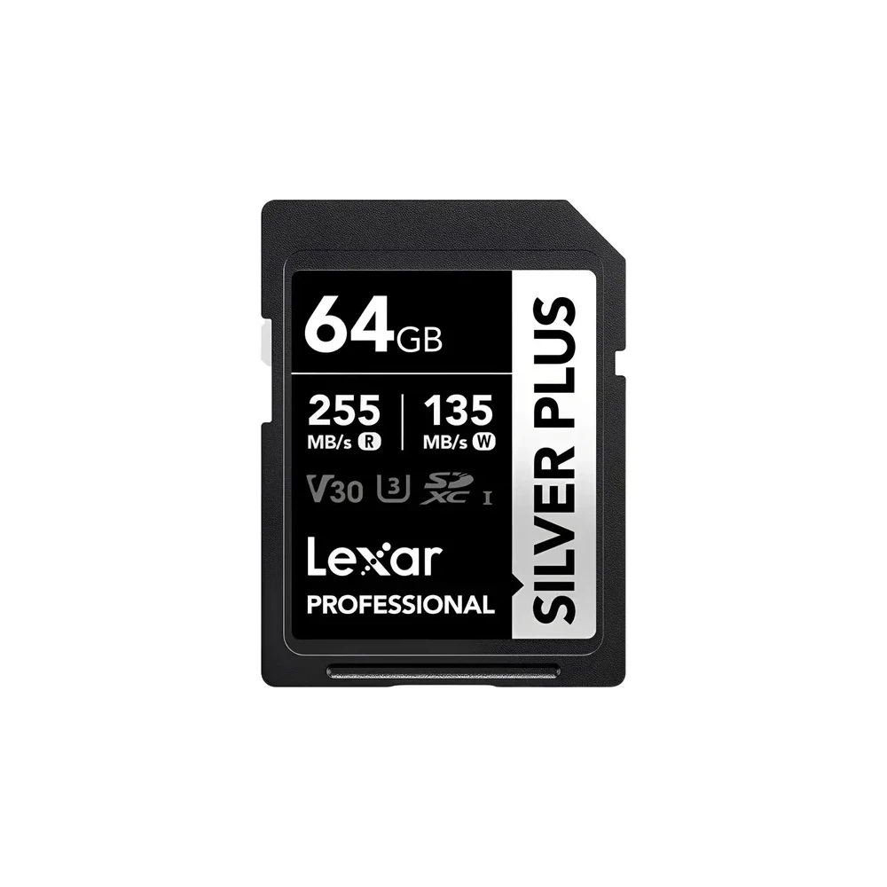 Cartão de Memória SD Lexar Professional Silver Plus 255-135 MB/s C10 U3 V30 64 GB - (LSDSIPL064G-BNNNG)