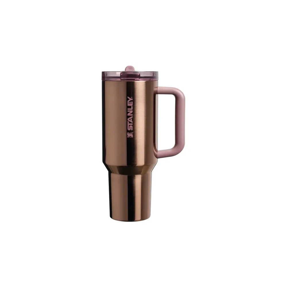 Copo Térmico Stanley The Flip Straw Quencher Protour Tumbler 10-12486-1155 - 1.18L - com Bico - Rosa Polido Dourado
